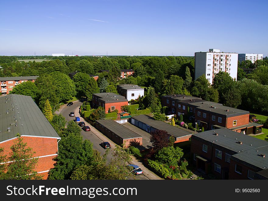 View over the City, street, cars.