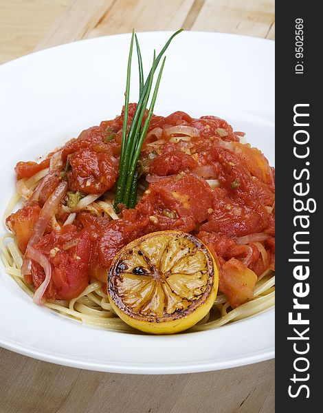 Plate Of Linguine With Tomato Sauce