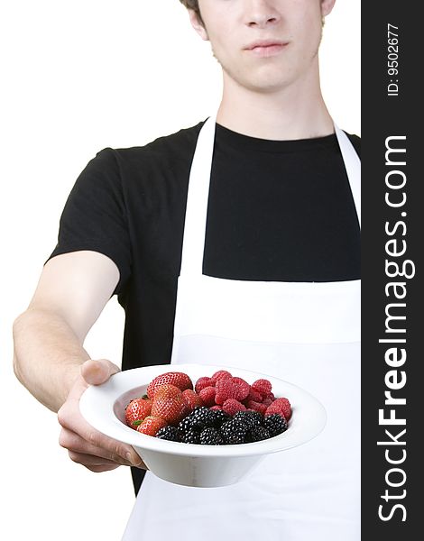 Man Holding A Single Serving Of Berries