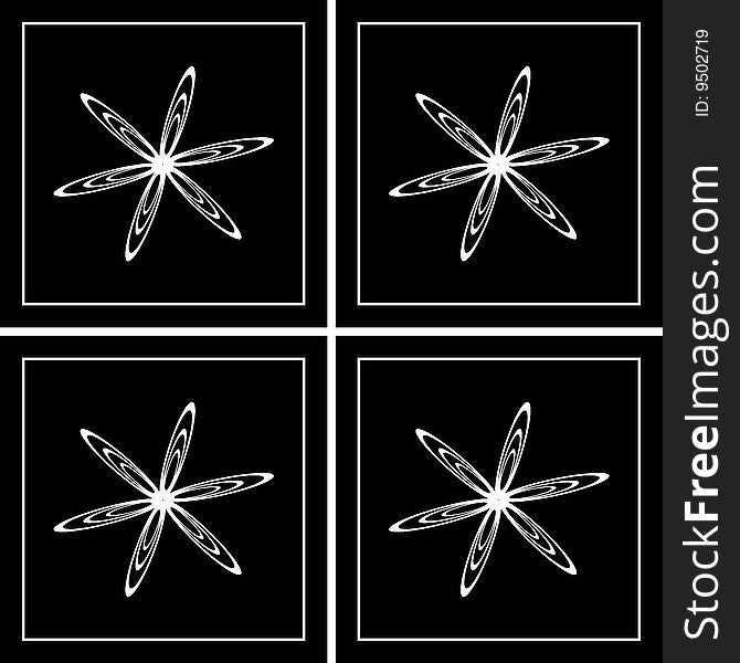 Four star graphic black white panels. Four star graphic black white panels