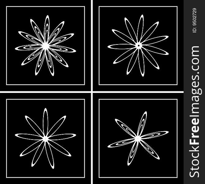 Four star graphic black white panels. Four star graphic black white panels