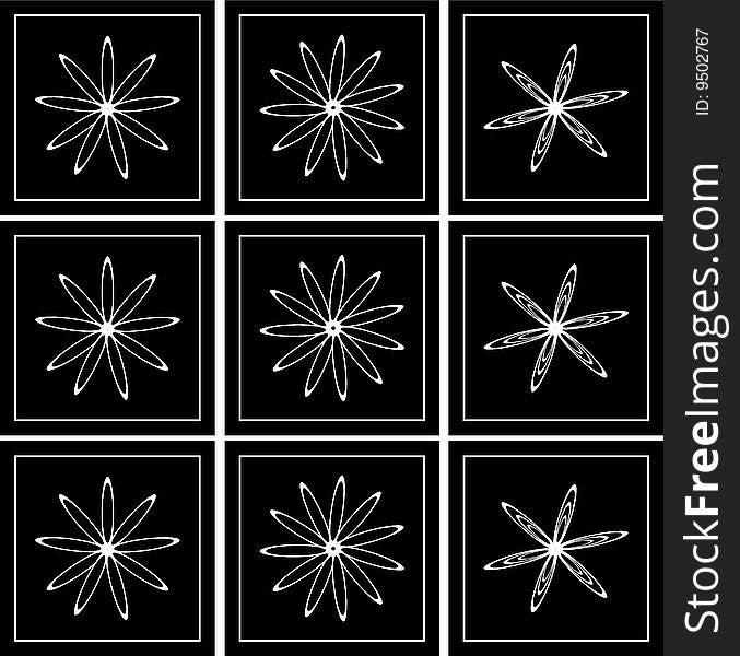 Six star graphic black white  panels. Six star graphic black white  panels