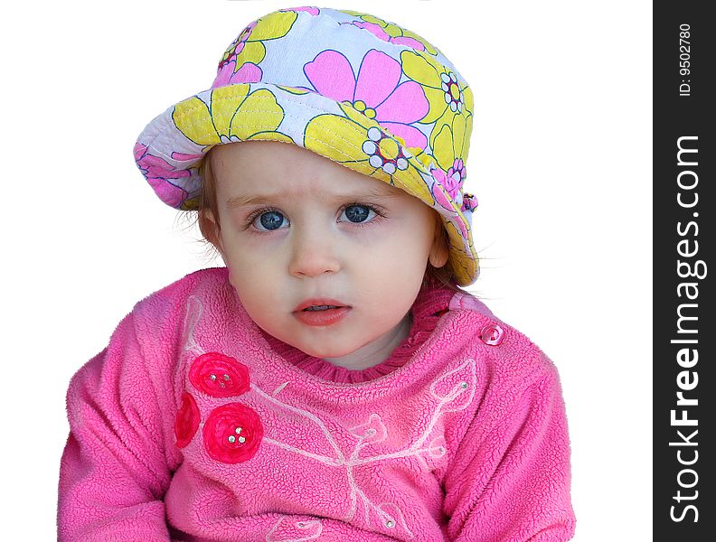 Small child pink jumper infant cap