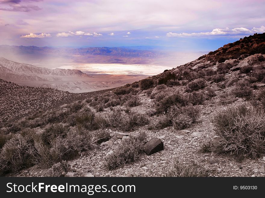 View from the mountains on Death Valley, California