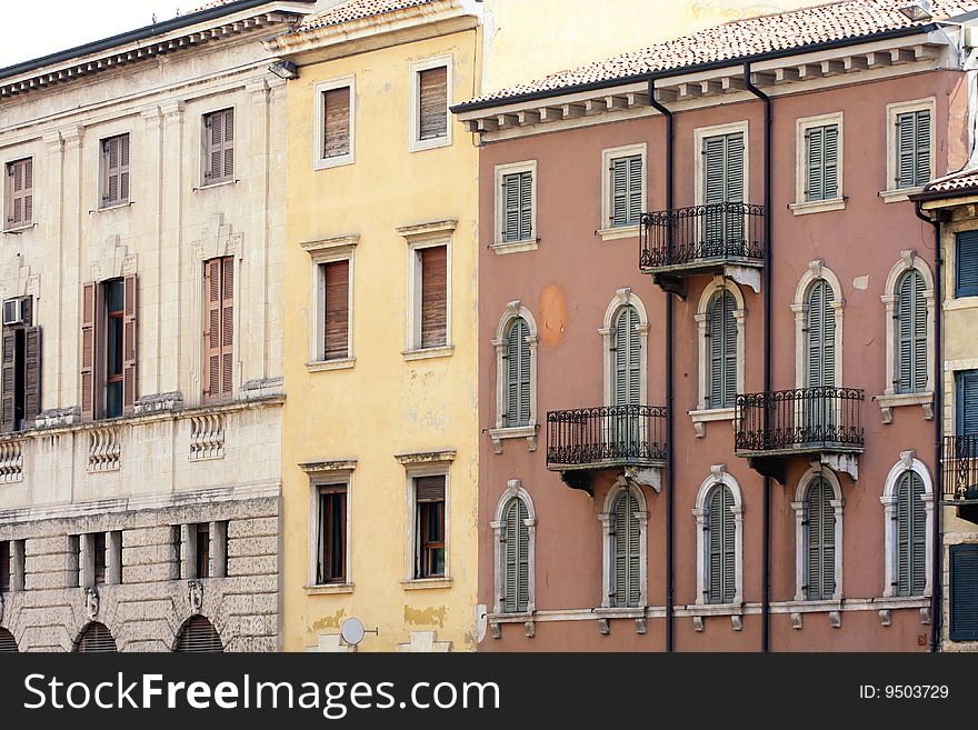 Details facade in Verona, Italy