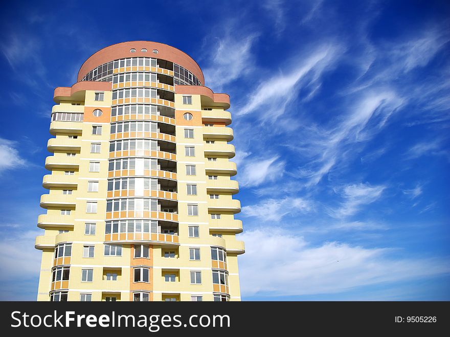 A modern apartments building on sky. A modern apartments building on sky