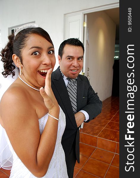 Hispanic Bride making a funny face. Hispanic Bride making a funny face