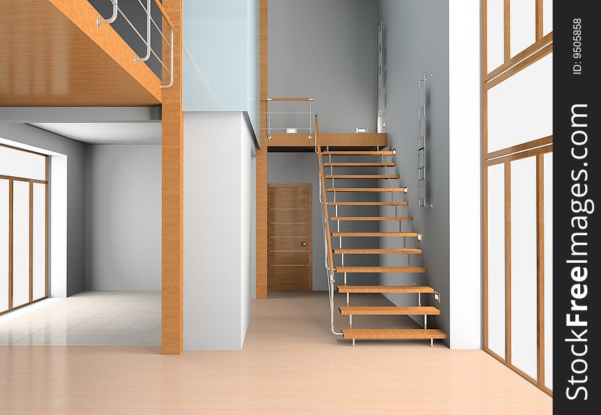 Emty interior whith ladder 3D