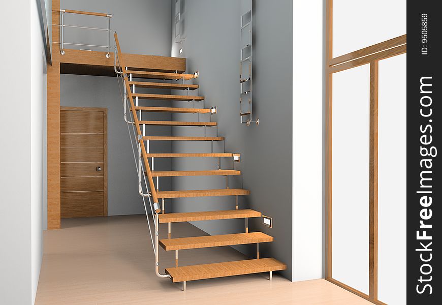 Emty interior whith ladder 3D