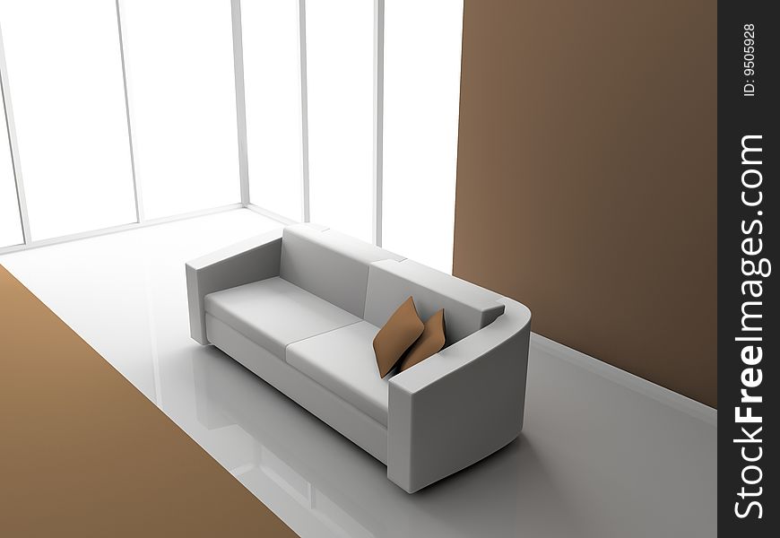 Sofa in the living room 3D. Sofa in the living room 3D