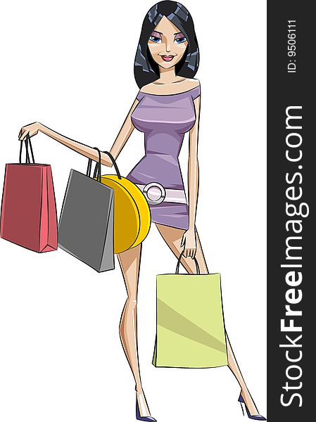 Girl after doing shopping, with some shopping bags. Girl after doing shopping, with some shopping bags