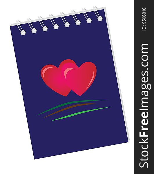 A small blue notebook for notes. Vector illustration