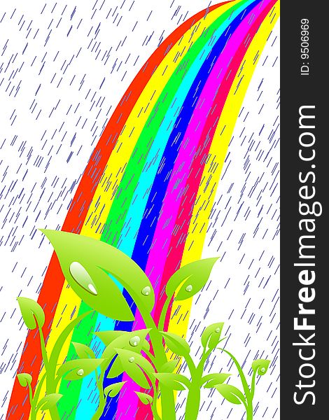 Plant in the rain, vector illustration