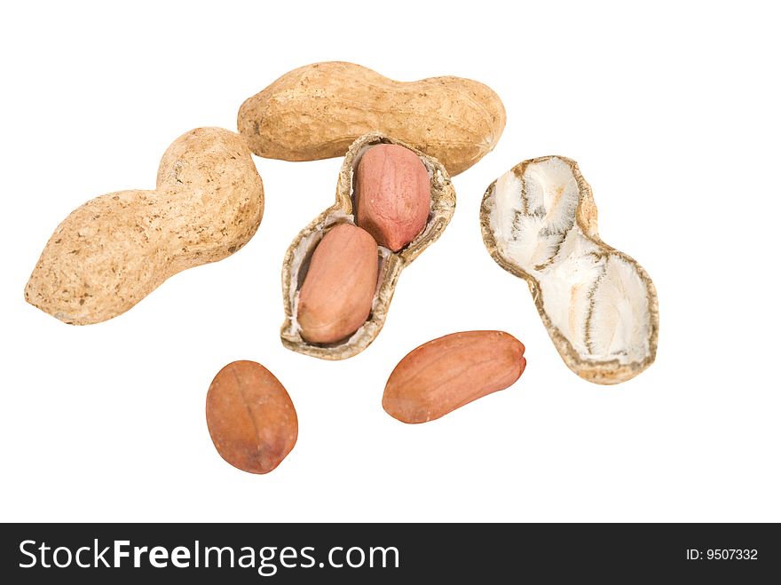 Peanuts isolated on white background