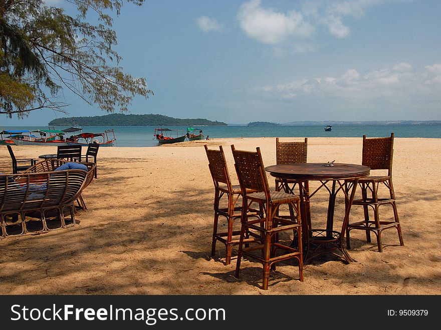 Caribbean Island beach resort, furniture for rest