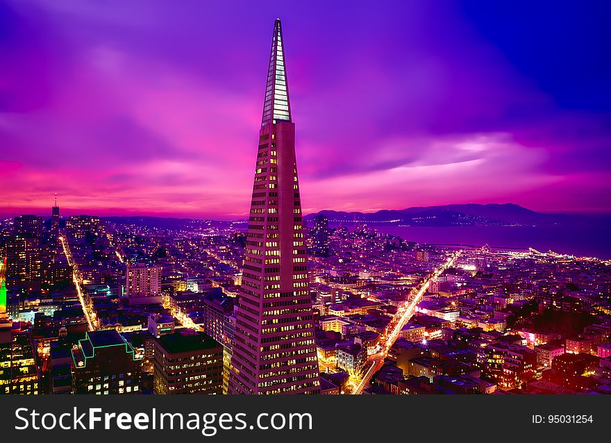 The Transamerica Pyramid, a postmodern styyle building at the Financial District of San Francisco, California, United States.