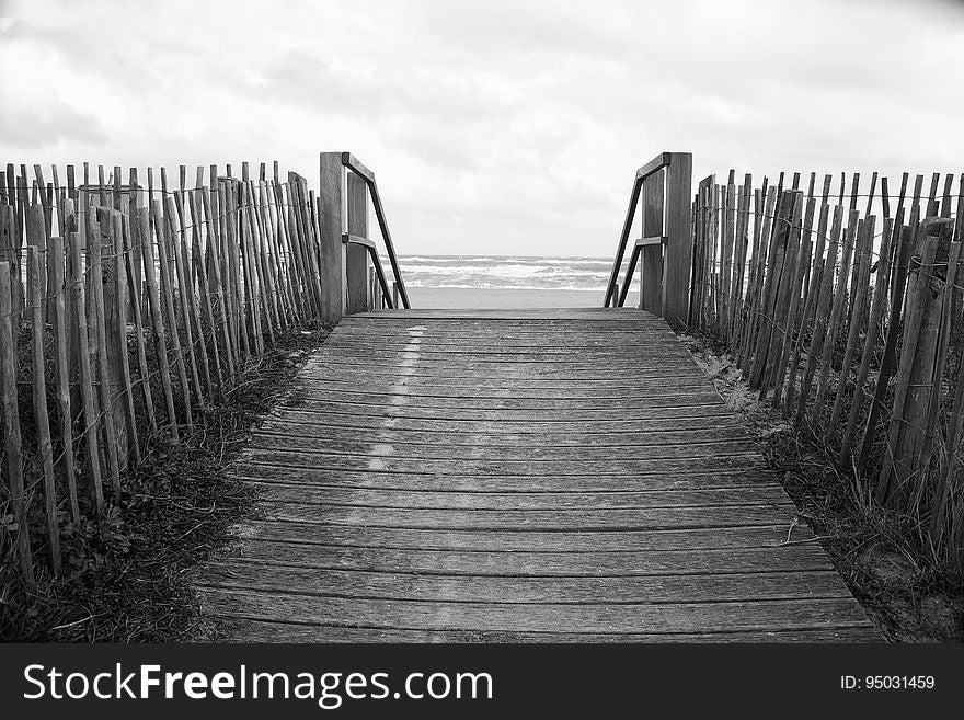 Boardwalk in black and white