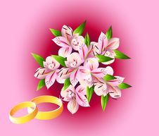 Wedding Bouquet With Rings Royalty Free Stock Photography Wedding Bouquet With Rings Royalty Free Stock Photography