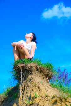 Girl On Hill Stock Photography Girl On Hill Stock Photography