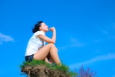Girl On Hill Stock Image Girl On Hill Stock Image