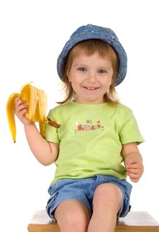 Little Girl Eats A Banana Stock Images Little Girl Eats A Banana Stock Images