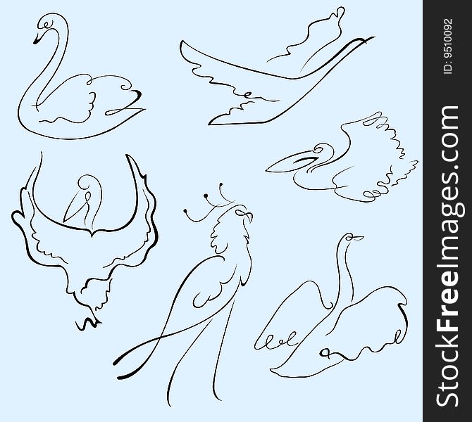 Vector illustraition of Birds Design Set made with simple line only