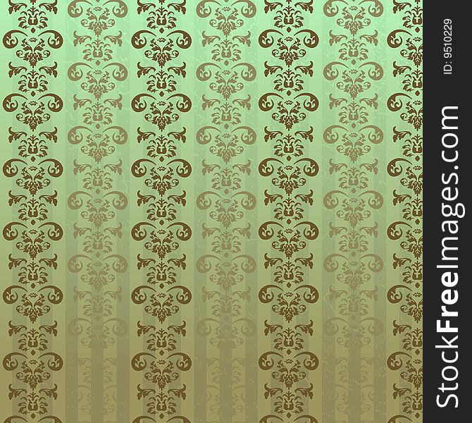 Green wallpaper pattern. Vector art