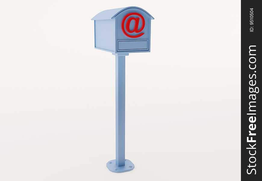 E-mail and  mailbox on the isolated white background