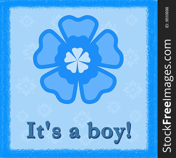 A new born baby-boy card. Digital drawing. Coloured picture. A new born baby-boy card. Digital drawing. Coloured picture.