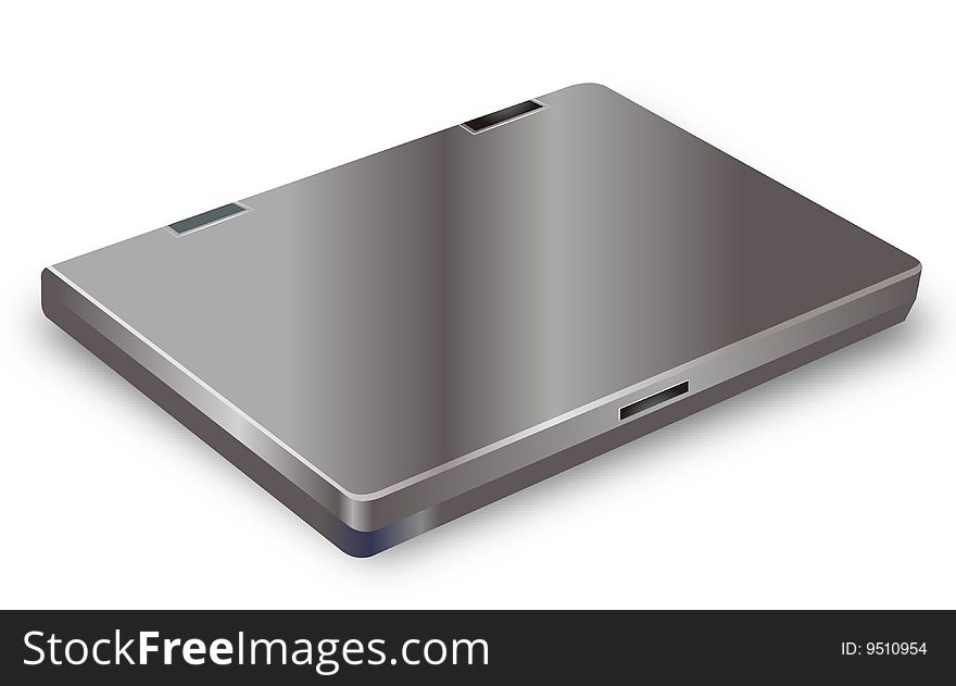 Silver laptop isolated on white background. Silver laptop isolated on white background