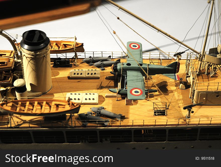 Aircraft on the board of the ship, sailing ship with weapons