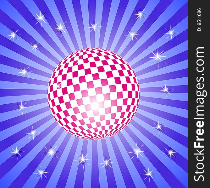 Discoball on stripes with stars