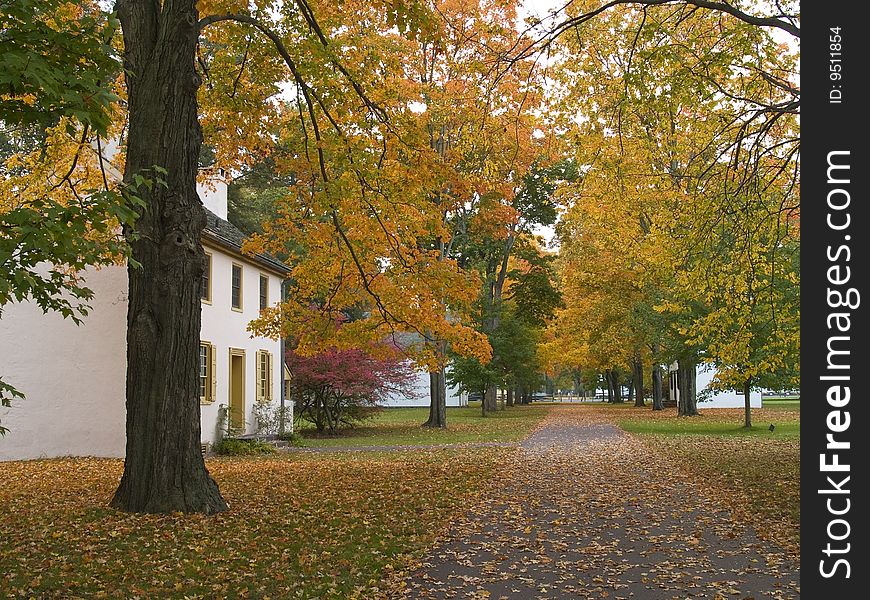 An Autumn view of the historic buildings and path at Washington Crossing
Historic Park in Pennsylvania. An Autumn view of the historic buildings and path at Washington Crossing
Historic Park in Pennsylvania.