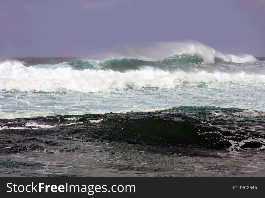 Pacific ocean waves in January