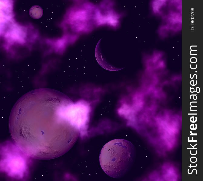 Space landscape with planets and stars