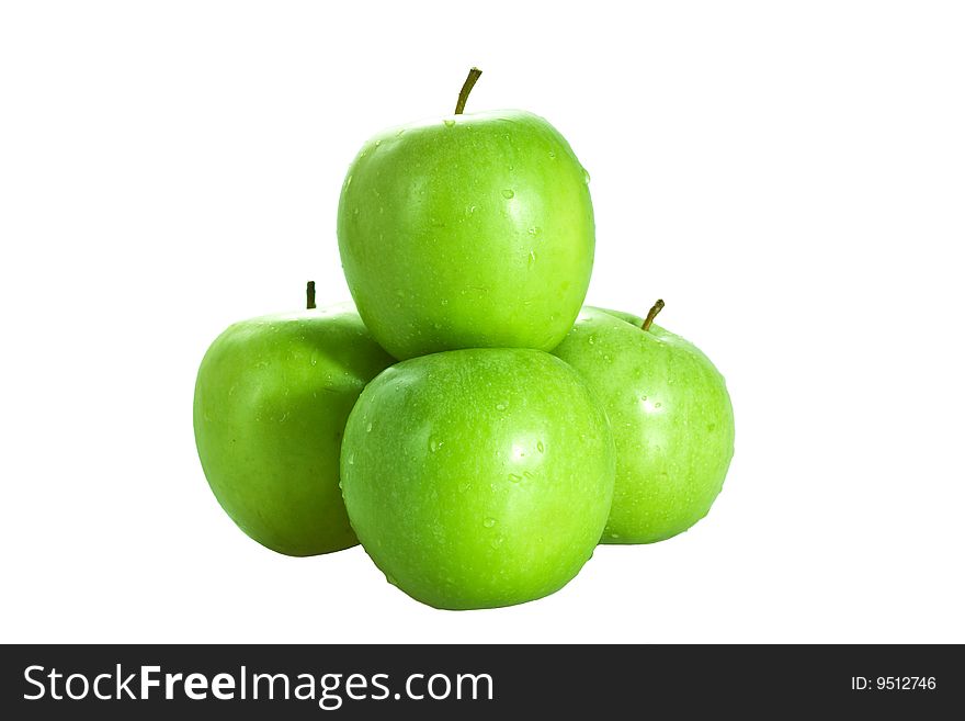 Fresh green apples isolated on white