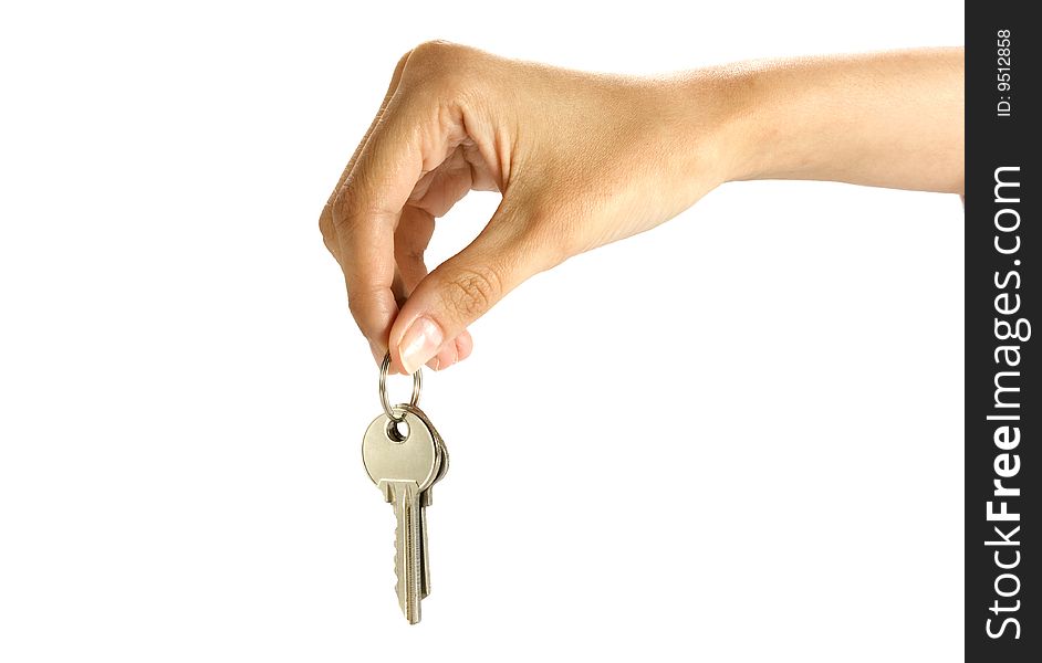 Woman hands holding the keys. Woman hands holding the keys