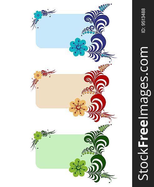 Banner decorated with bright flowers and grass. Banner decorated with bright flowers and grass.
