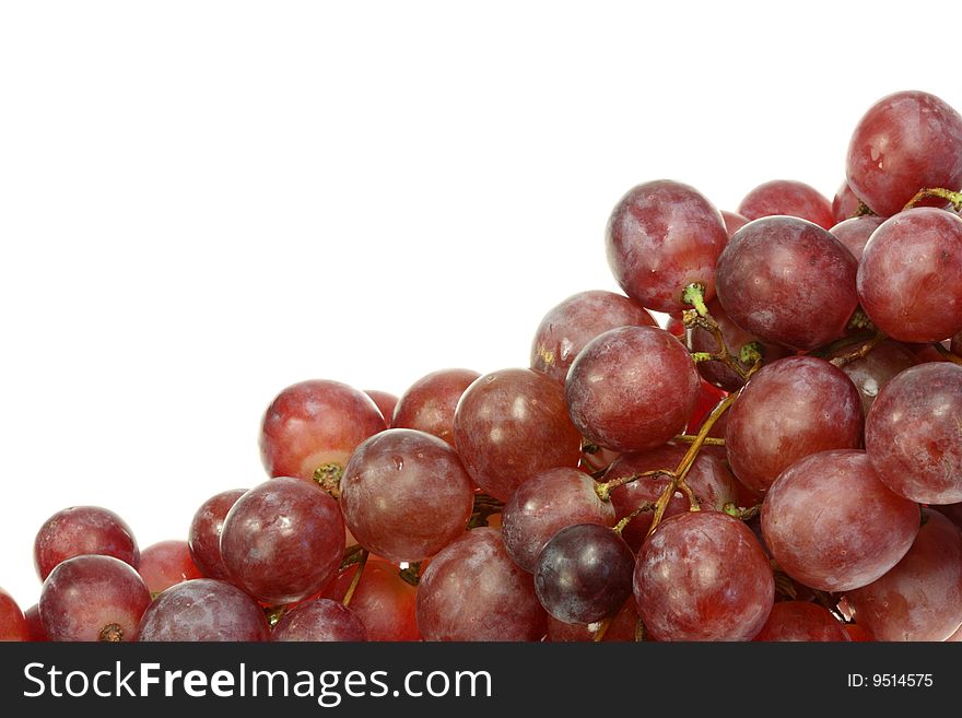 Red grapes on a white background. Red grapes on a white background.