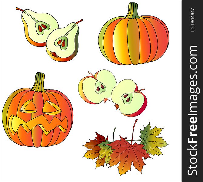 Set of autumn and Halloween icons