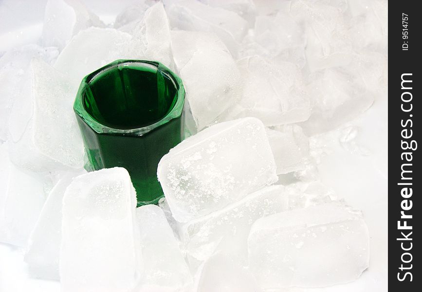 Fresh mint  drink on ice cubes