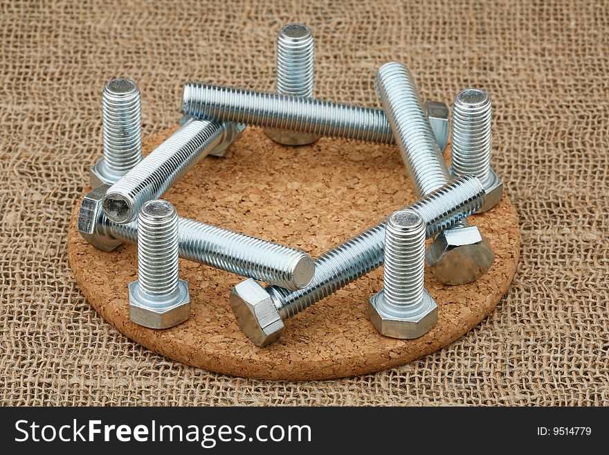 Composition of ten bolts against a sacking