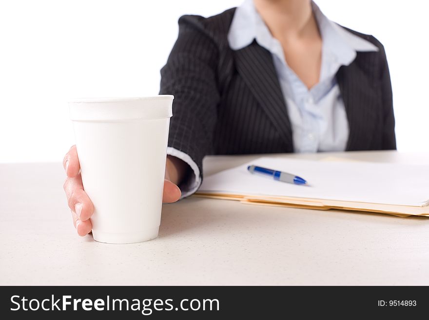 BUsiness woman having her morning coffee