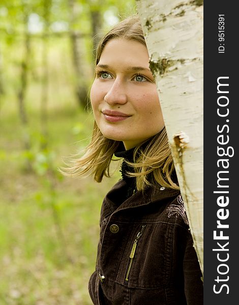 Beautiful girl posing in the forest. Beautiful girl posing in the forest.