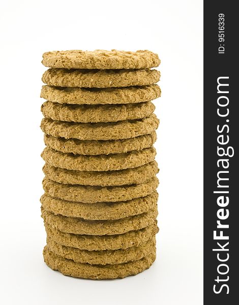 Stacked cookies on a white background. Stacked cookies on a white background