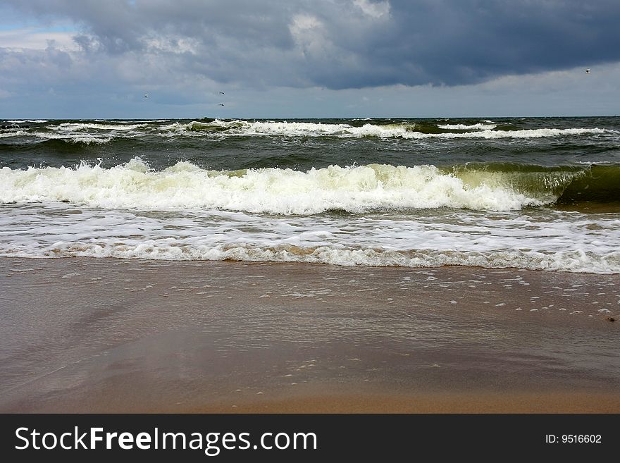 Stormy weather at the polish coast on the summer day