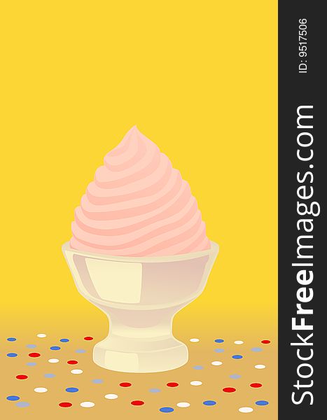 Pink ice cream and confetti