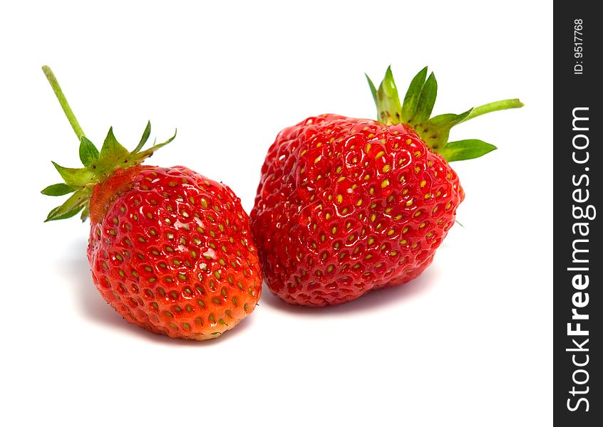 Ripe strawberries on white background. Ripe strawberries on white background
