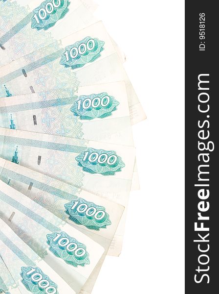 Russian money on white background
