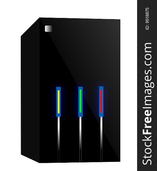 Black Mini tower server computing environment. Black Mini tower server computing environment